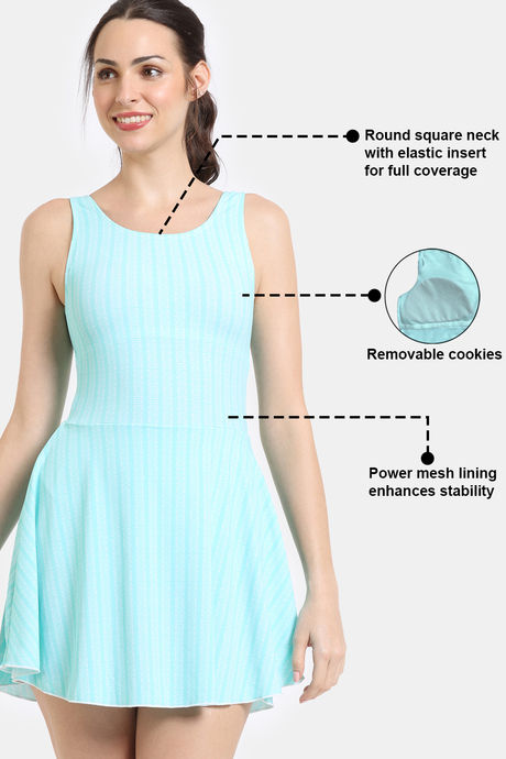 Zelocity Elastane Blended Slip-On Swimdress with Removable Pads - Aruba Blue — image 7
